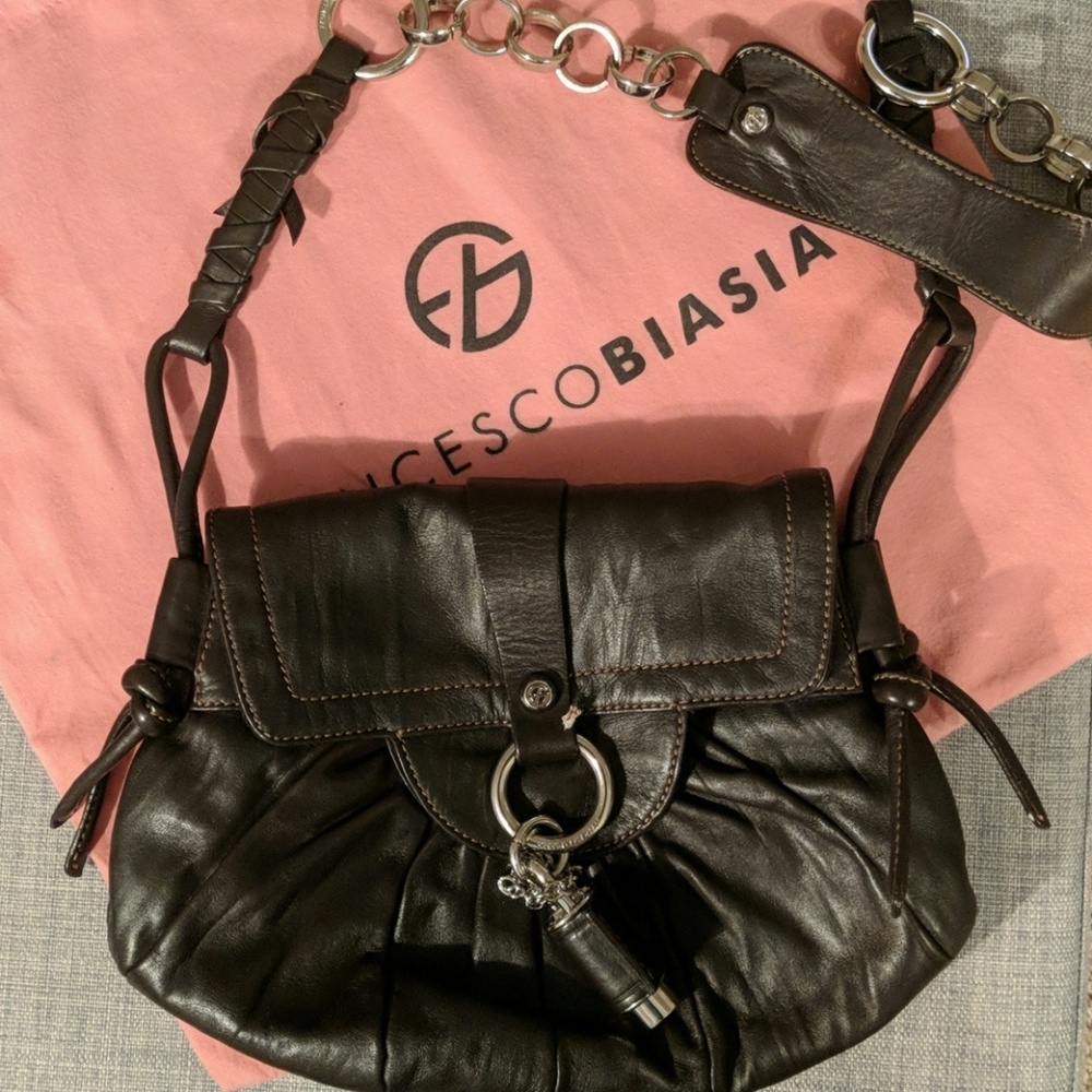 Brown leather designer purse